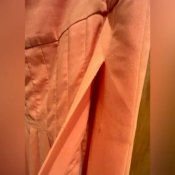 Anthropologie || Maeve Zocalo Pleated Chiffon Maxi Skirt Slit Orange Peach - Picture 8 of 9